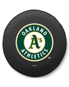 Oakland Athletics Tire Cover - Size H1 - (37"x12.5") on Black Vinyl