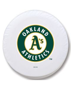 Oakland Athletics Tire Cover - Size N - (24"x8") on White Vinyl