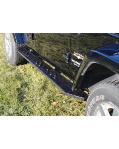 Owens Products 850031382 Venum Star Burst Running Boards Diamond Tread Mill Finish Black Aluminum for 18-19 Jeep Wrangler JL Unlimited 