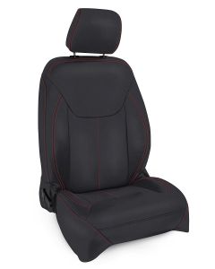 PRP FR SEAT CVR 13-18 JK BLK RED STITCH