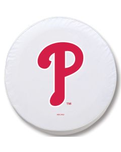 Philadelphia Phillies Tire Cover - Size F - (29"x8") on White Vinyl