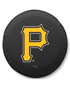 Pittsburgh Pirates Tire Cover - Size I - (28"x8") on Black Vinyl
