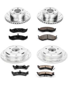 Power Stop K2121 Front & Rear Z23 Evolution Sport Performance 1-Click Brake Kit for 93-98 Jeep Grand Cherokee ZJ