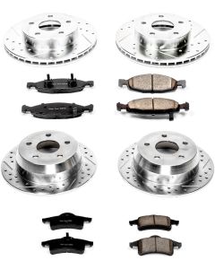 Power Stop K2148 Front & Rear Z23 Evolution Sport Performance 1-Click Brake Kit for 99-02 Jeep Grand Cherokee WJ with Teves Calipers