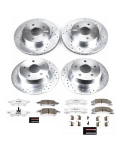 Power Stop K2150-26 Front & Rear Z26 Street Warrior Performance Brake Kit for 99-04 Jeep Grand Cherokee WJ with Akebono Calipers