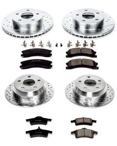 Power Stop K2150 Front & Rear Z23 Evolution Sport Performance 1-Click Brake Kit for 99-04 Jeep Grand Cherokee WJ with Akebono Calipers