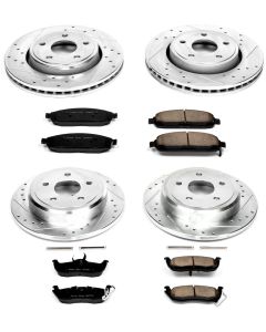 Power Stop K2220 Front & Rear Z23 Evolution Sport Performance 1-Click Brake Kit for 05-10 Jeep Commander XK & Grand Cherokee WK
