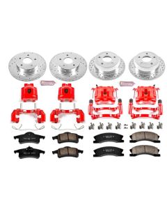 Power Stop KC2150 Front & Rear Z23 Evolution Sport Performance 1-Click Brake Kit with Powder Coated calipers for 99-04 Jeep Grand Cherokee WJ with Akebono Calipers