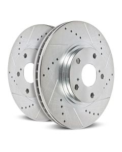 PowerStop JBR1921XPR Evolution Drilled, Slotted & Zinc Plated Rear Rotors for 24-26 Toyota Tacoma