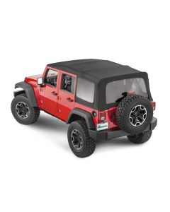 QuadraTop Premium Twill Replacement Top, Tinted Glass, 10-18 Jeep JK 4 Dr, Premium Black Twill