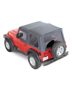 QuadraTop 11000.4635 Premium Sailcloth Replacement Soft Top & Upper Doors in Black Diamond  for 97-06 Jeep Wrangler TJ