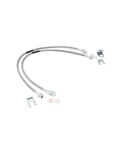 Rough Country 89702 Front Stainless Steel Brake Lines for 84-06 Jeep Wrangler YJ, TJ, & Cherokee XJ