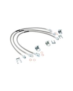 Rough Country 89715 Front & Rear Stainless Steel Brake Lines for 84-06 Jeep Wrangler YJ, TJ, & Cherokee XJ