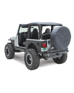 Smittybilt  Classic Rear Bumper with 2" Receiver & Swing Away Tire Carrier in Textured Black for 87-06 Jeep Wrangler YJ, TJ & Unlimited