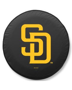 San Diego Padres Tire Cover - Size J - (27"x8") on Black Vinyl