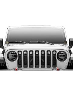 T-Rex 6314931-BR Stealth Torch Series Black Mesh Grille with Black Studs and (7) 2" Round LED Lights for 18-19 Jeep Wrangler JL