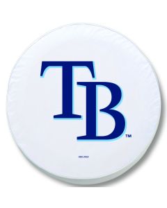 Tampa Bay Rays Tire Cover - Size A (34"x8") on White Vinyl