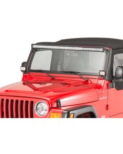 Quadratec  Windshield Light Bar Brackets with J5 LED Light Bar & Carnivore J-Series Auxiliary Pod Lights for 97-24 Jeep Wrangler TJ, JK, JL & Gladiator JT