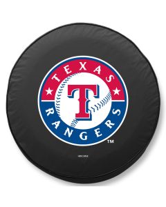 Texas Rangers Tire Cover - Size Y - (32.25"x12") on Black Vinyl