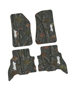 21-24 Jeep 4xe Front and RearTire Tread/Scorched Earth Scene w/ JEEP Insert - Rugged Woods w/ White insert