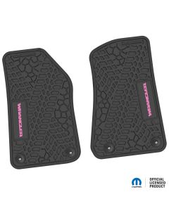 18-24 Jeep JL 2 Dr Front -Tire Tread/Scorched Earth Scene w/ Wrangler Insert - Black w/ Pink Insert