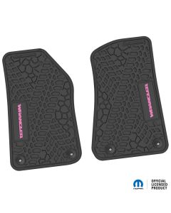 18-24 Jeep JL 2 Dr Front -Tire Tread/Scorched Earth Scene w/ Wrangler Insert - Black w/ Pink Insert