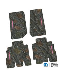 14-18 Jeep JKU 4 Dr Front and Rear -Tire Tread/Scorched Earth Scene w/ Rubicon Insert - Rugged Woods w/ Pink insert