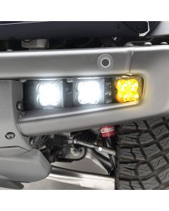 2021+ Ford Bronco Front Bumper x4 White, x2 3" Amber Fog Light POD LED Complete Kit