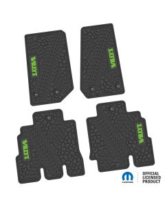 14-18 Jeep JKU 4 Dr Front and Rear -Tire Tread/Scorched Earth Scene w/ Willys Insert - Black w/ Lime Insert