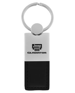 Automotive Gold  Jeep Logo Gladiator Leather Duo Keychain 