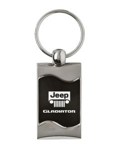 Automotive Gold  Jeep Logo Gladiator Rectangle Wave Keychain 