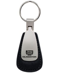 Automotive Gold  Leather Teardrop Jeep Logo Gladiator Keychain 