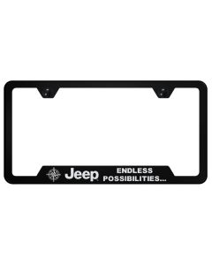Automotive Gold  Laser Etched Stainless Jeep Endless Possibilities Cut-Out  Plate Frame 