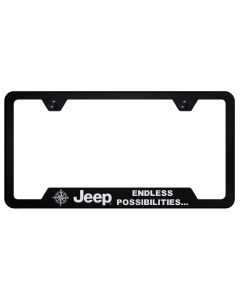 Automotive Gold  Laser Etched Stainless Jeep Endless Possibilities Cut-Out  Plate Frame 