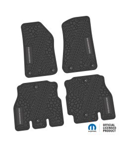 18-24 Jeep JLU 4 Dr Front and Rear -Tire Tread/Scorched Earth Scene w/ Rubicon Insert - Black w/ Silver Insert