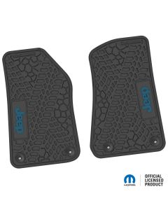 18-24 Jeep JL 2 Dr/Gladiator Front -Tire Tread/Scorched Earth Scene w/ JEEP Insert - Black w/ Dark Blue Insert