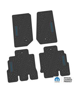 07-13 Jeep JKU 4 Dr Front and Rear -Tire Tread/Scorched Earth Scene w/ Rubicon Insert - Black w/ Dark Blue Insert