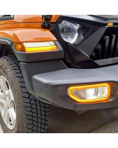 American Modified AMJPCC00802 LED Front Bumper Fog Light Covers W/ Turn signal for 18-26 Jeep Wrangler JL & Gladiator JT