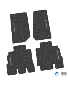 14-18 Jeep JKU 4 Dr Front and Rear -Tire Tread/Scorched Earth Scene w/ Wrangler Insert - Black w/ Silver Insert