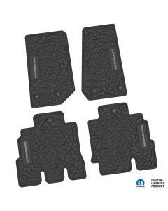 14-18 Jeep JKU 4 Dr Front and Rear -Tire Tread/Scorched Earth Scene w/ Wrangler Insert - Black w/ Silver Insert