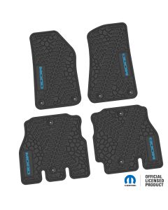 18-24 Jeep JLU 4 Dr Front and Rear -Tire Tread/Scorched Earth Scene w/ MOAB Insert - Black w/ Light Blue Insert