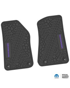 18-24 Jeep JL 2 Dr Front -Tire Tread/Scorched Earth Scene w/ Wrangler Insert - Black w/ Purple Insert