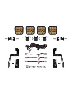 Diode Dynamics DD7273 SS5 4-Pod CrossLink Grille Lightbar Kit Pro Yellow Combo for 07-18 Jeep Wrangler JK