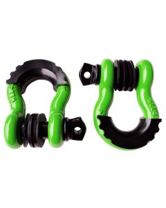 3/4" 5T D-Ring Shackle Kit w/ Isolators & Washers - qty 2 - BRIGHT GREEN
