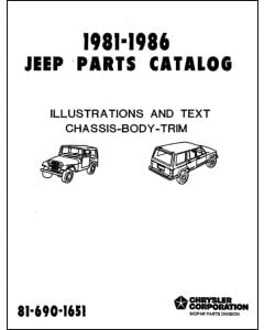 PARTS CATALOG 81-86 ALL JEEP MODELS