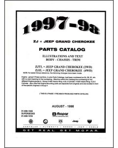 PARTS CATALOG 97-98 GRAND CHEROKEE