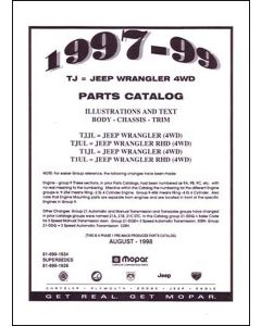 Bishko Automotive Literature  Factory Authorized Parts Catalog for 97-00 Jeep Wrangler, Cherokee & Grand Cherokee Jeeps