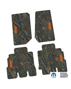 07-13 Jeep JKU 4 Dr Front and Rear -Tire Tread/Scorched Earth Scene w/ JEEP Insert - Rugged Woods w/ Orange insert