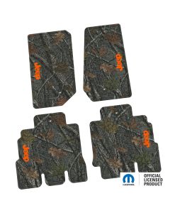 07-13 Jeep JKU 4 Dr Front and Rear -Tire Tread/Scorched Earth Scene w/ JEEP Insert - Rugged Woods w/ Orange insert