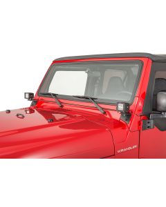Quadratec  3" Cube LED with Wiring Harness & Windshield Mounting Brackets for 97-06 Jeep Wrangler TJ & Unlimited